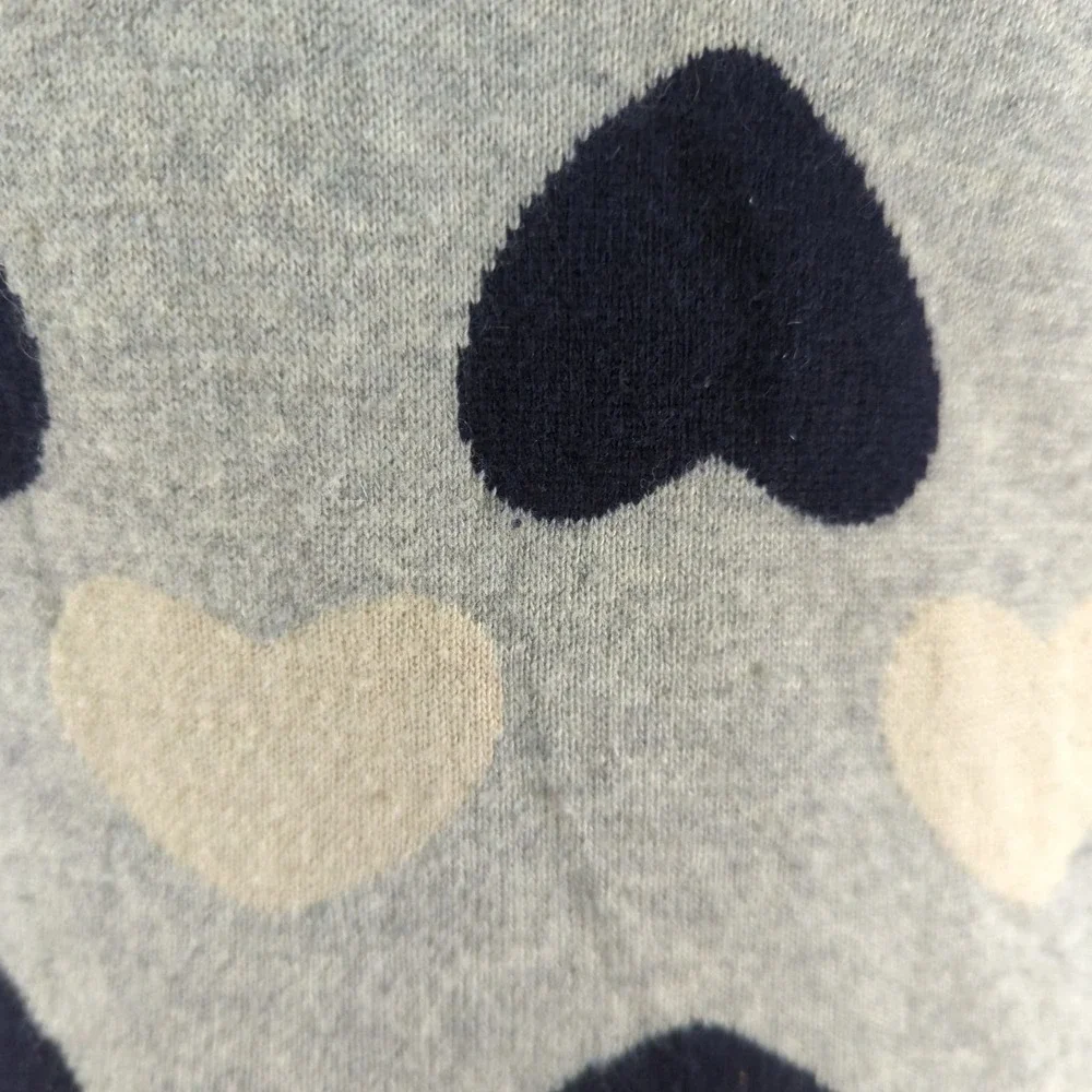 J. Crew Heartbreaker Sweater Womens Gray Heart‎ Print Crew Neck Pullover XS